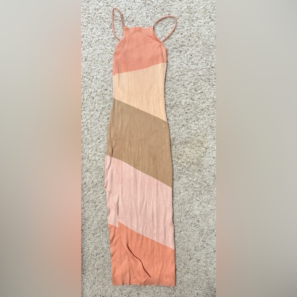 Monrow Peach Ribbed Knit dress sz s